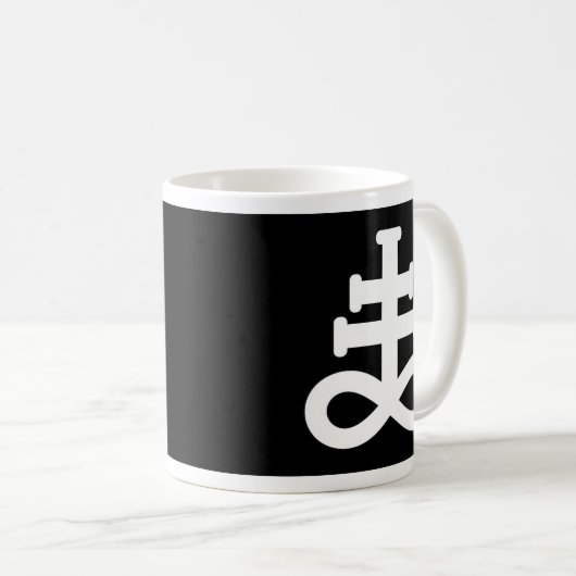 黒い土硫黄の記号のマグの倍の白 コーヒーマグカップ (正面右)