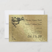 黒い塗りマスク金ゴールドに日付を保存 セーブザデート (正面)