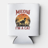 黒い墓地のハロウィン猫 Meow Cat Halloween Black Cemetery_1 缶クーラー