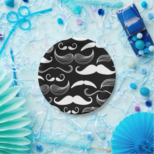 黒い壁のデカールのおもしろいで白い髭のデザイン ペーパープレート (パーティー)