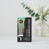 黒い壁のハン絵を描ドマンに緑の蛍光が付いている 名刺 (スタンド正面)