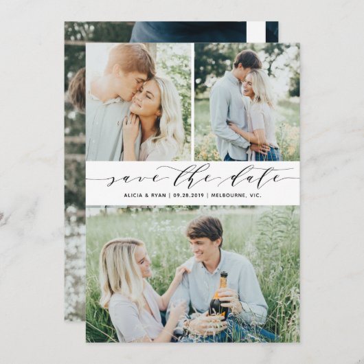 黒い多数の写真は日付を救います セーブザデート (正面/裏面)