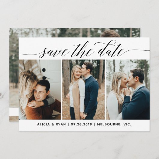 黒い多数の写真は日付を救います セーブザデート (正面/裏面)