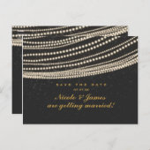 黒い夜空とストリングライト - 保存日付のお知らせ 案内ポストカード (正面/裏面)