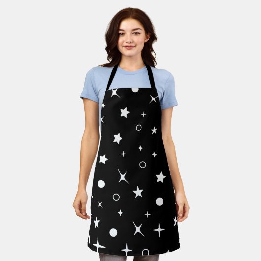 黒い夜空の星 エプロン (着用した状態)