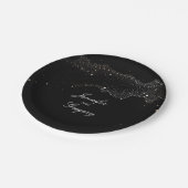 黒い夜金ゴールドの星のエレガントでロマンチックな結婚式 ペーパープレート (アングル)