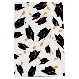 黒い大学院キャップパターン（白） ミディアムペーパーバッグ