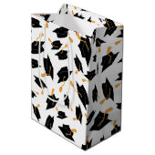 黒い大学院キャップパターン（白） ミディアムペーパーバッグ (裏面アングル)