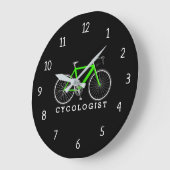 黒い大時計に自転車専門家グリーン自転車 ラージ壁時計 (傾斜)