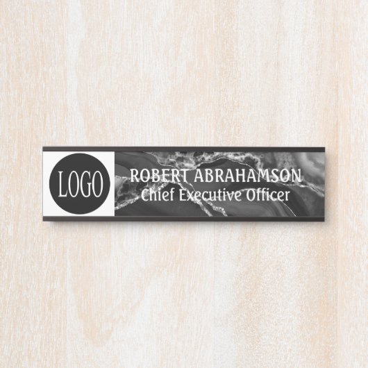 黒い大理石あなたのロゴオフィスのドアのシンボルや象徴の署名 サインプレート (正面)
