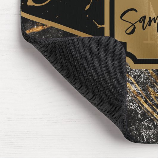 黒い大理石とグリッター幾何学的モザイク マウスパッド (コーナー)