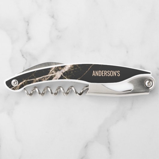 黒い大理石とベージュの粒 ソムリエナイフ (裏面)