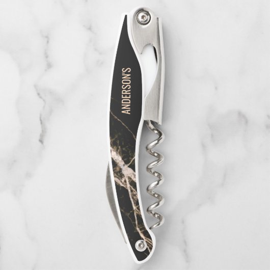 黒い大理石とベージュの粒 ソムリエナイフ (裏面)