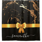 黒い大理石とリボン シャワーカーテン (正面)