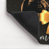 黒い大理石とリボン マウスパッド (コーナー)