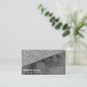 黒い大理石とレースエレガントカラーブロック 名刺 (スタンド正面)