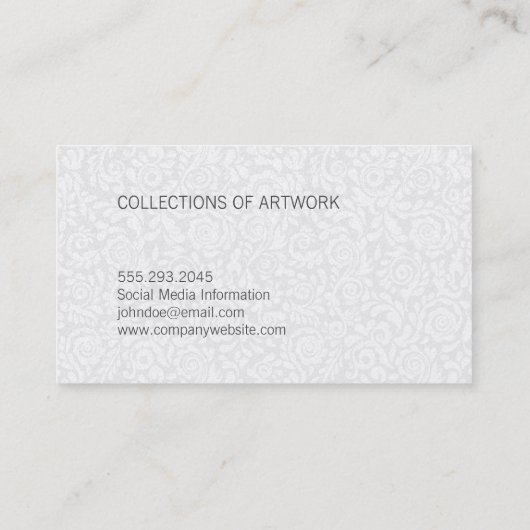 黒い大理石とレースエレガントカラーブロック 名刺 (裏面)