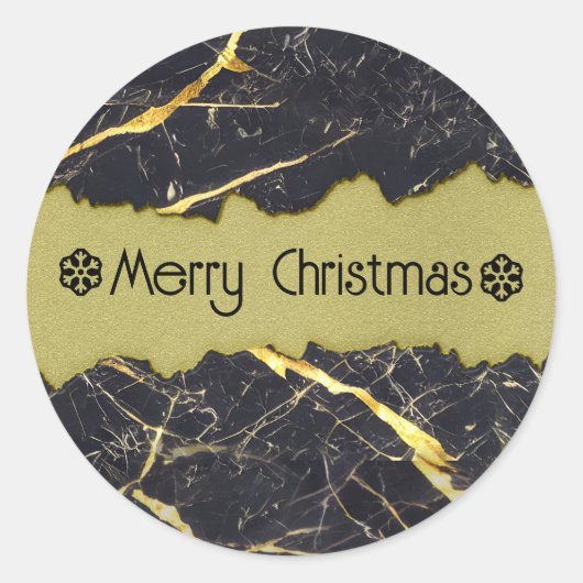 黒い大理石と金ゴールドのカスタマイズフェイク可能 ラウンドシール (正面)
