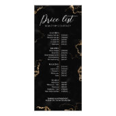 黒い大理石と金ゴールドエレガントサロン価格一覧メニュー ラックカード (正面)