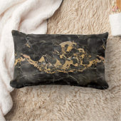 黒い大理石と金ゴールドテクスチャ ランバークッション (ブランケット)