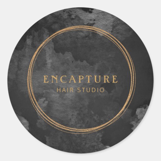 黒い大理石と金ゴールドメタリックの外観 ラウンドシール (正面)