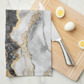 黒い大理石と金ゴールド かわいらし キッチンタオル (四つ折り)