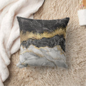 黒い大理石と金ゴールド かわいらし クッション (ブランケット)