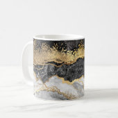 黒い大理石と金ゴールド かわいらし コーヒーマグカップ (正面左)