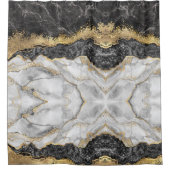 黒い大理石と金ゴールド かわいらし シャワーカーテン (正面)