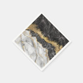 黒い大理石と金ゴールド かわいらし スタンダードカクテルナプキン (角)