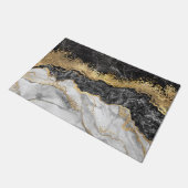 黒い大理石と金ゴールド かわいらし ドアマット (アングル)