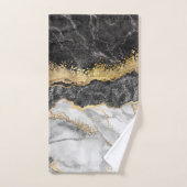 黒い大理石と金ゴールド かわいらし バスタオルセット (ハンドタオル)