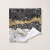 黒い大理石と金ゴールド かわいらし バスタオルセット (ウォッシュタオル)
