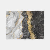 黒い大理石と金ゴールド かわいらし フリースブランケット (正面(横))