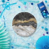 黒い大理石と金ゴールド かわいらし ペーパープレート (パーティー)