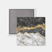 黒い大理石と金ゴールド かわいらし マグネット (正面/裏面)