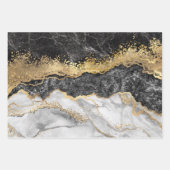黒い大理石と金ゴールド かわいらし ラッピングペーパーシート (正面)