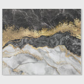 黒い大理石と金ゴールド かわいらし ラッピングペーパー (フラット)