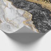 黒い大理石と金ゴールド かわいらし ラッピングペーパー (角)