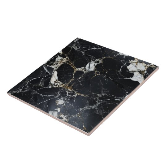 黒い大理石と金色のアクセントのタイル タイル (側面)