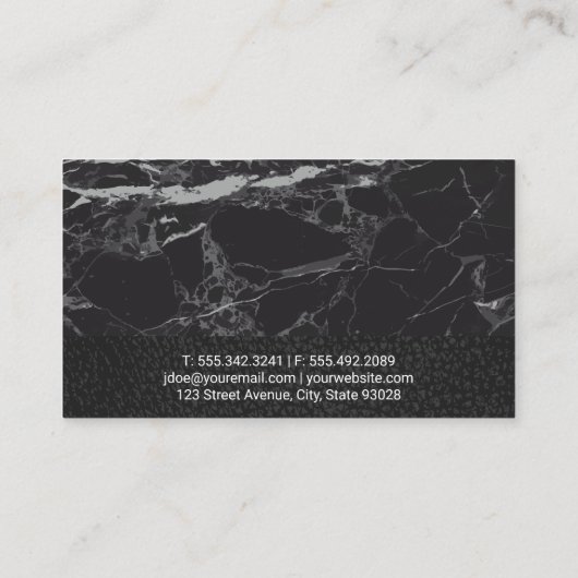 黒い大理石と革 |配膳盆アイコン 名刺 (裏面)