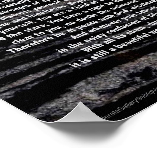 黒い大理石にエッチングされたデシデラタ銀 ポスター (角)