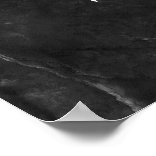 黒い大理石にカスタム文字をはっきりした追加する ポスター (角)