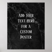 黒い大理石にカスタム文字をはっきりした追加する ポスター (正面)