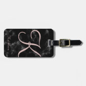 黒い大理石のばら色の金ゴールドのモノグラムのなイニシャル ラゲッジタグ (正面横)