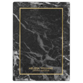 黒い大理石のテクスチャ縁ど金ゴールド クリップボード (裏面)