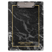 黒い大理石のテクスチャ縁ど金ゴールド クリップボード (正面)