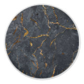 黒い大理石のテクスチャ金ゴールドアクセント セラミックノブ (正面)