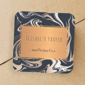 黒い大理石のバラ金ゴールドと銅ラベルあなたの名前 スクエアシール