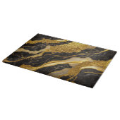 黒い大理石のパターン(金ゴールド) カッティングボード (角)